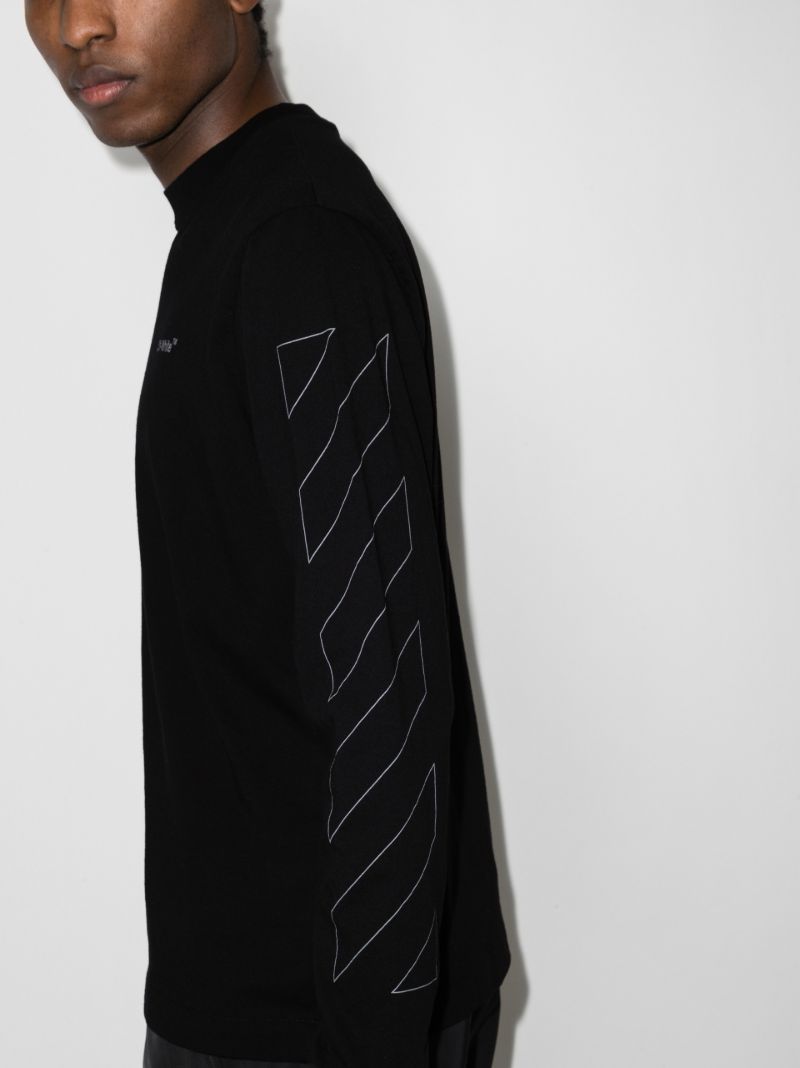 Diag Print Long Sleeve Cotton T-shirt