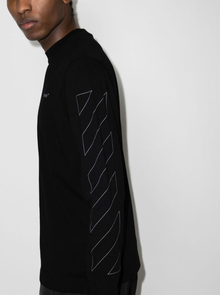 Diag Print Long Sleeve Cotton T-shirt