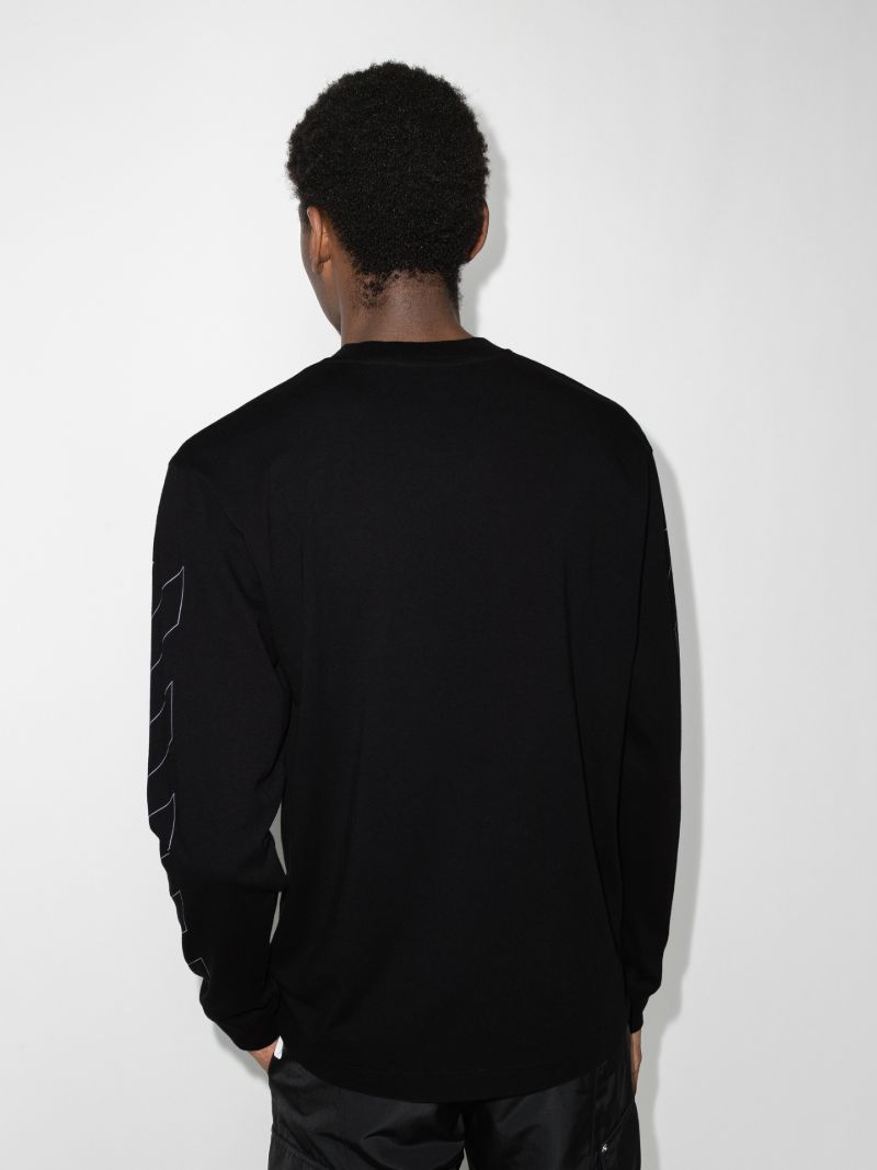 Diag Print Long Sleeve Cotton T-shirt