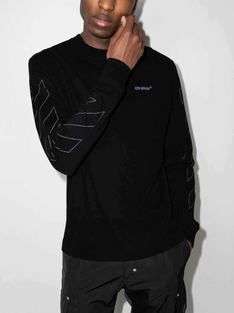 Diag Print Long Sleeve Cotton T-shirt