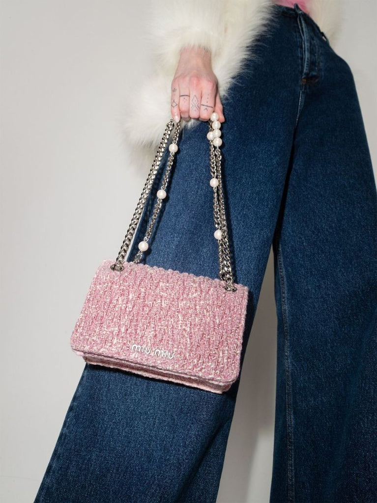 Pink MatelassÃ_x0083_Â© Tweed Shoulder Bag