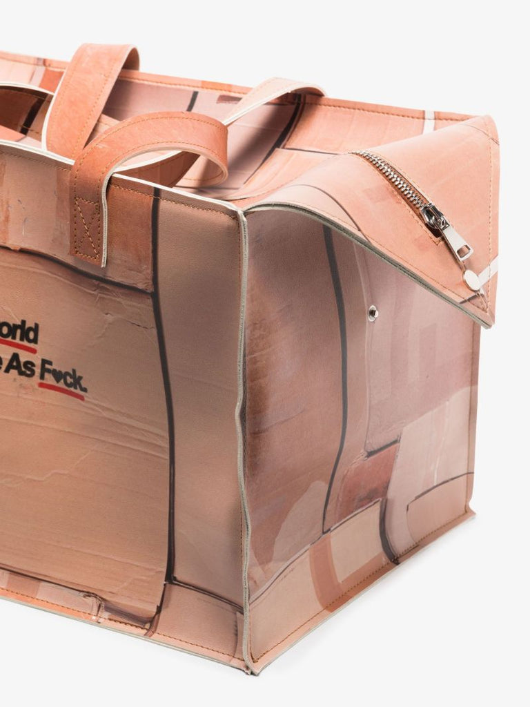 Neutral Box Print Tote Bag