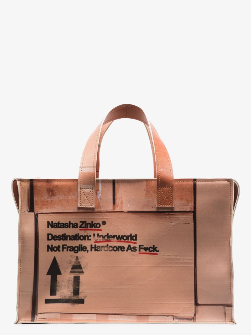 Neutral Box Print Tote Bag