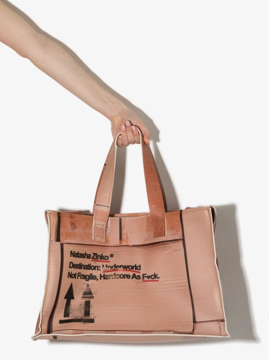 Neutral Box Print Tote Bag
