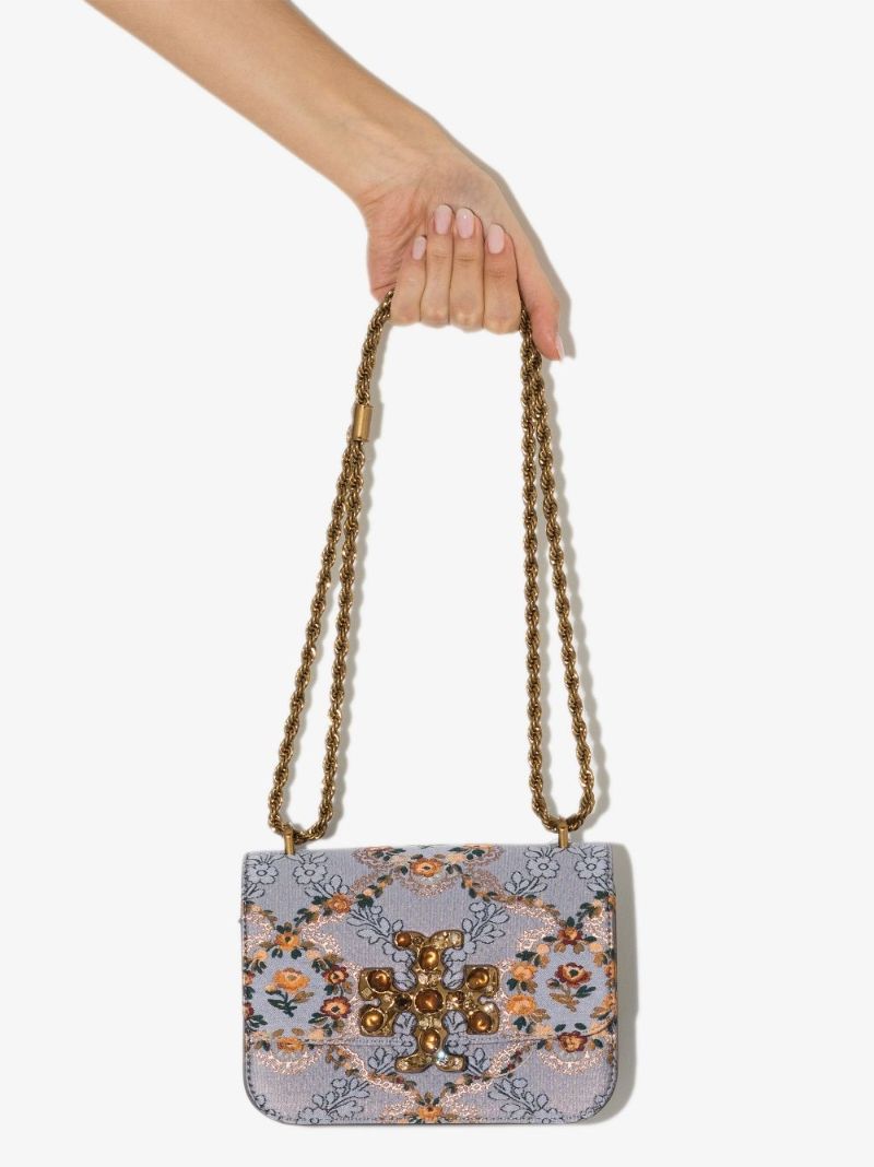 Blue Eleanor Small Brocade Shoulder Bag