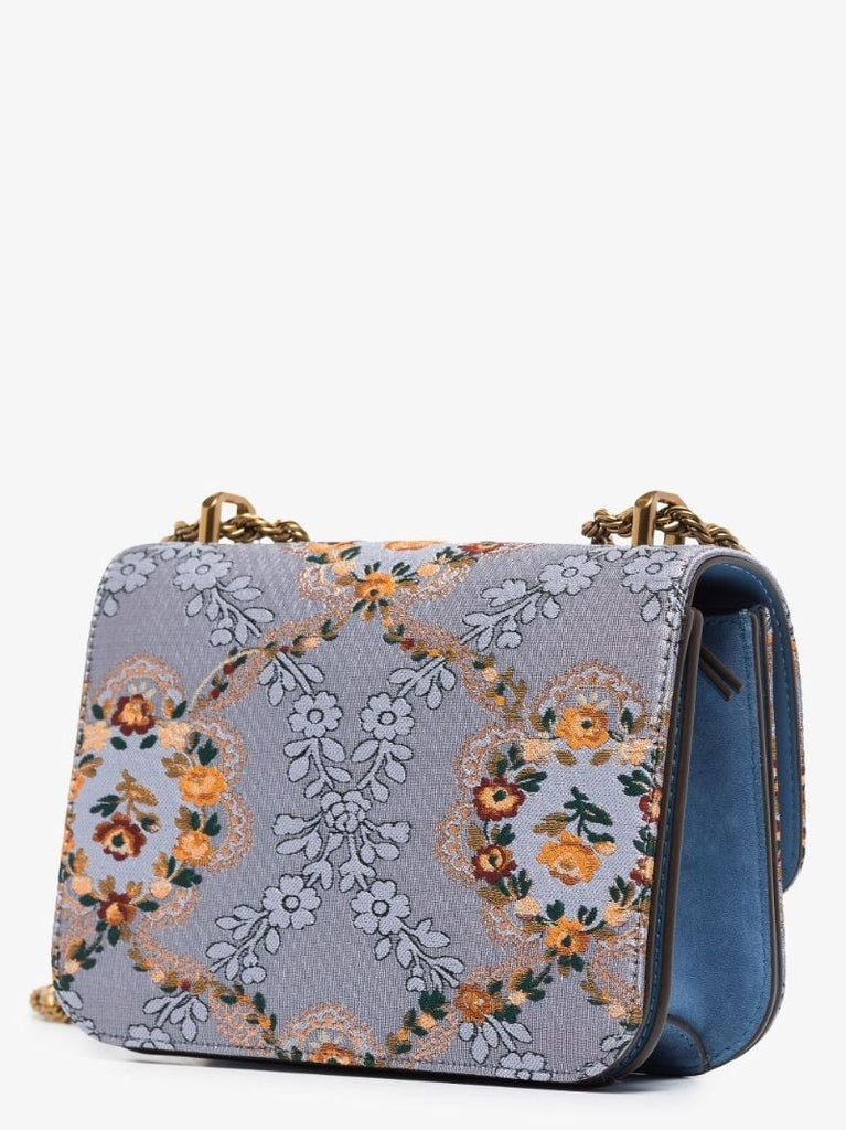 Blue Eleanor Small Brocade Shoulder Bag