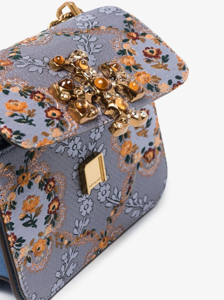 Blue Eleanor Small Brocade Shoulder Bag