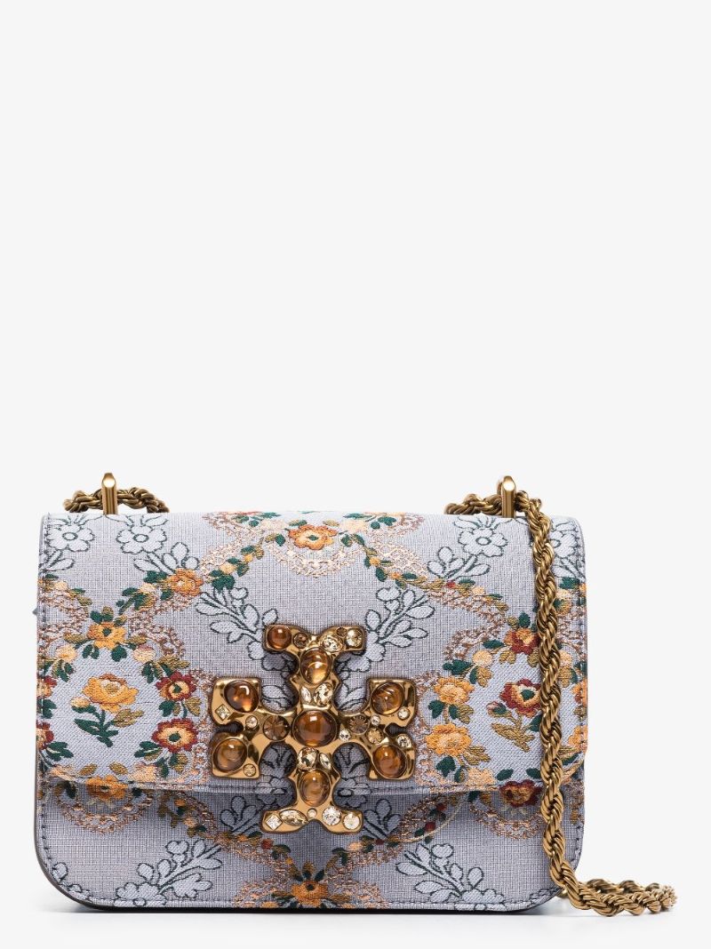 Blue Eleanor Small Brocade Shoulder Bag