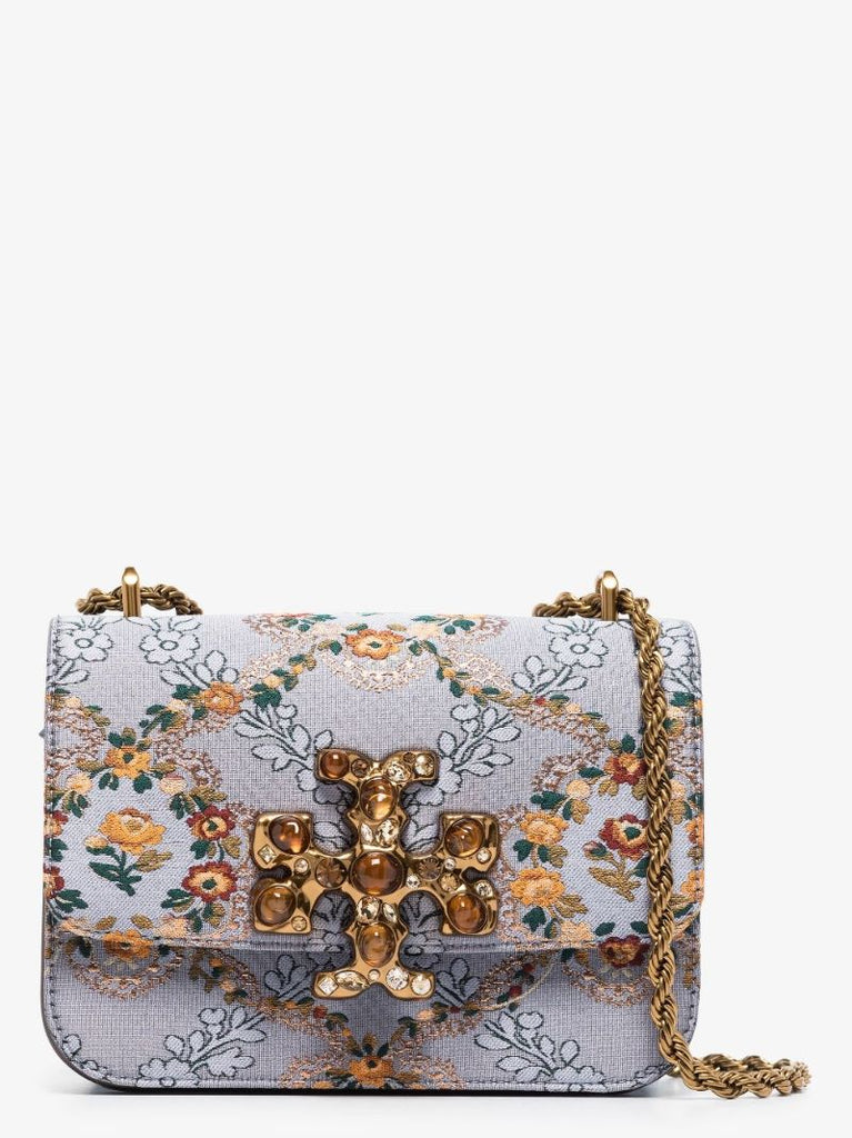 Blue Eleanor Small Brocade Shoulder Bag