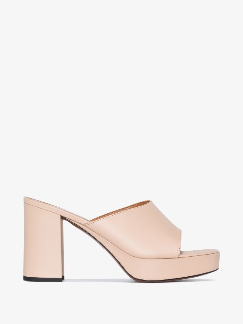 Neutral Zorzino 90 Leather Platform Mules