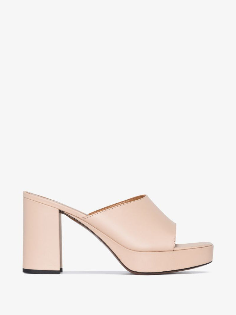 Neutral Zorzino 90 Leather Platform Mules