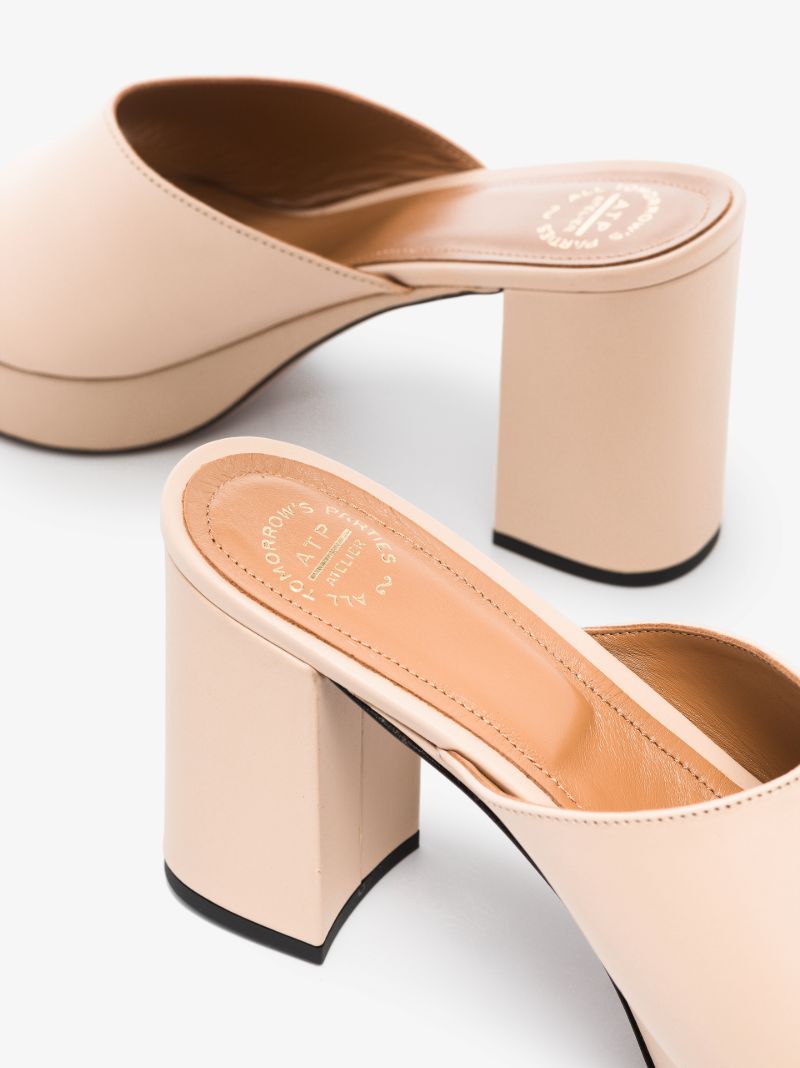 Neutral Zorzino 90 Leather Platform Mules
