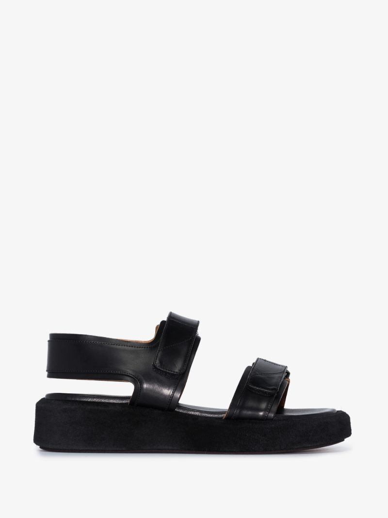 Black Varese 20 Flatform Leather Sandals