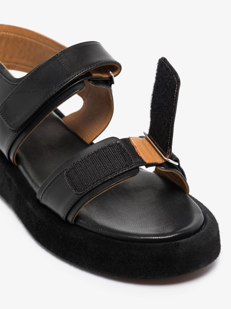 Black Varese 20 Flatform Leather Sandals