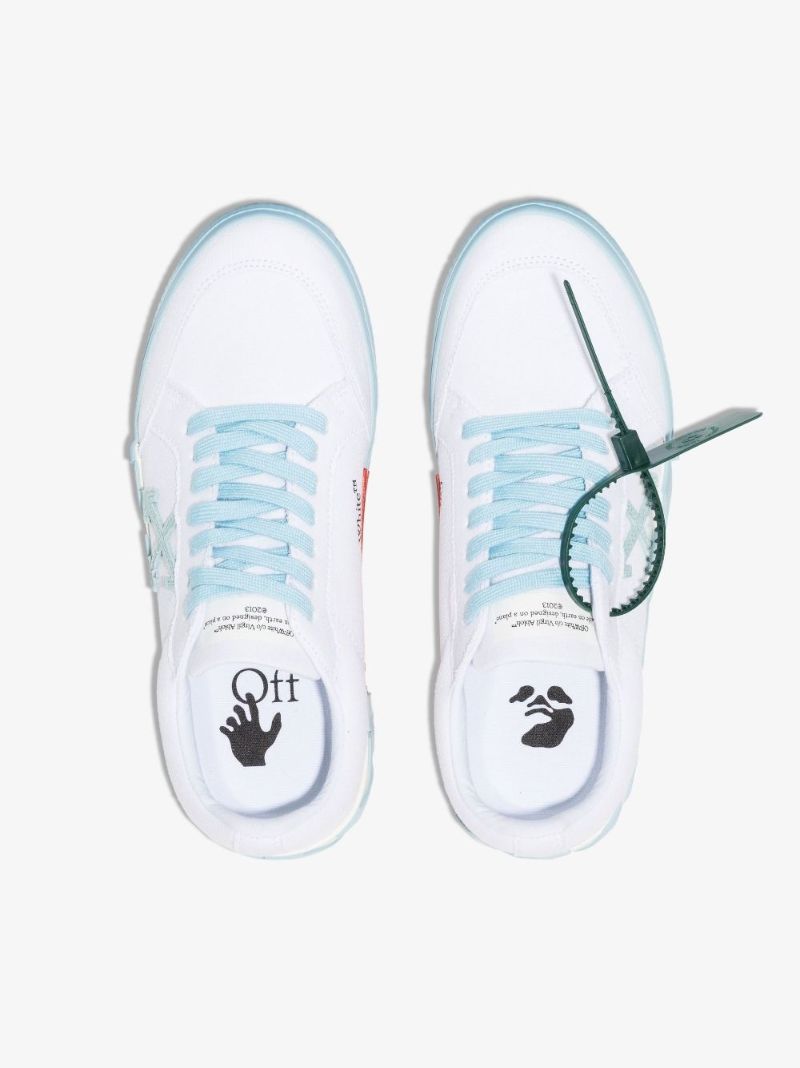 White Vulcanised Low Top Canvas Sneakers