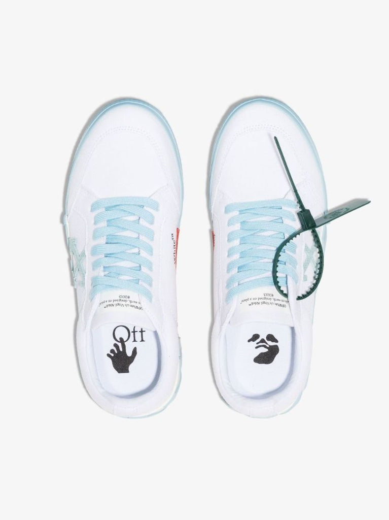 White Vulcanised Low Top Canvas Sneakers