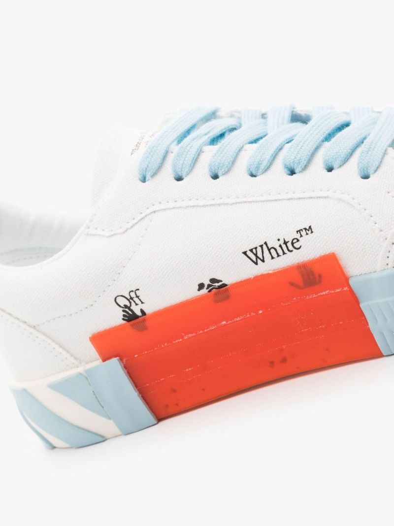 White Vulcanised Low Top Canvas Sneakers
