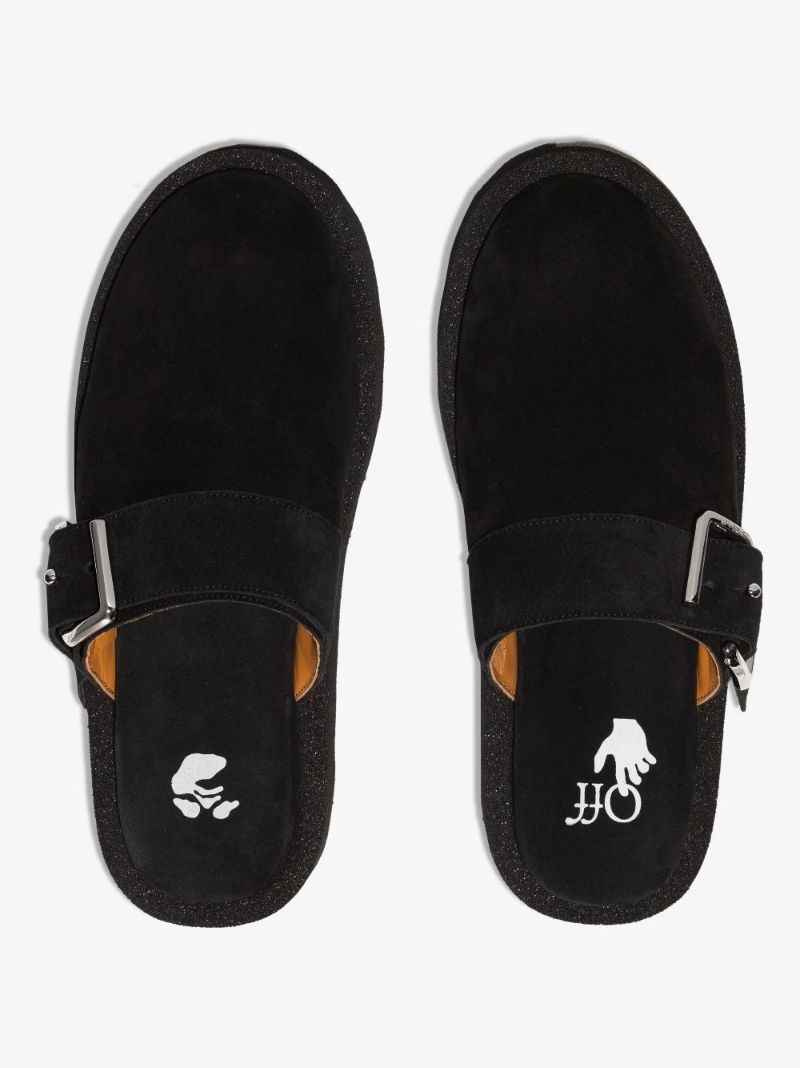 Black Sponge Suede Mules