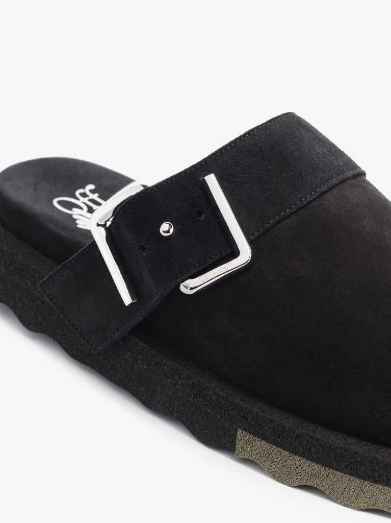 Black Sponge Suede Mules