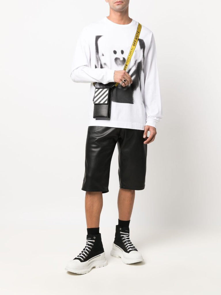 Black Diag Leather Crossbody Bag