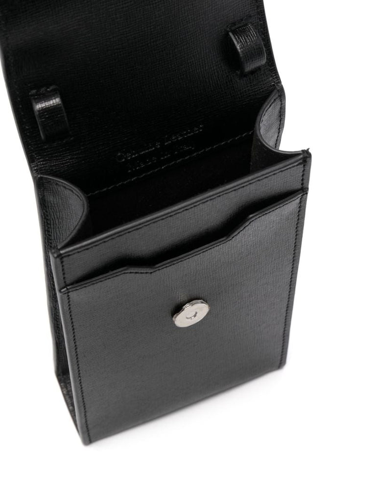 Black Diag Leather Crossbody Bag