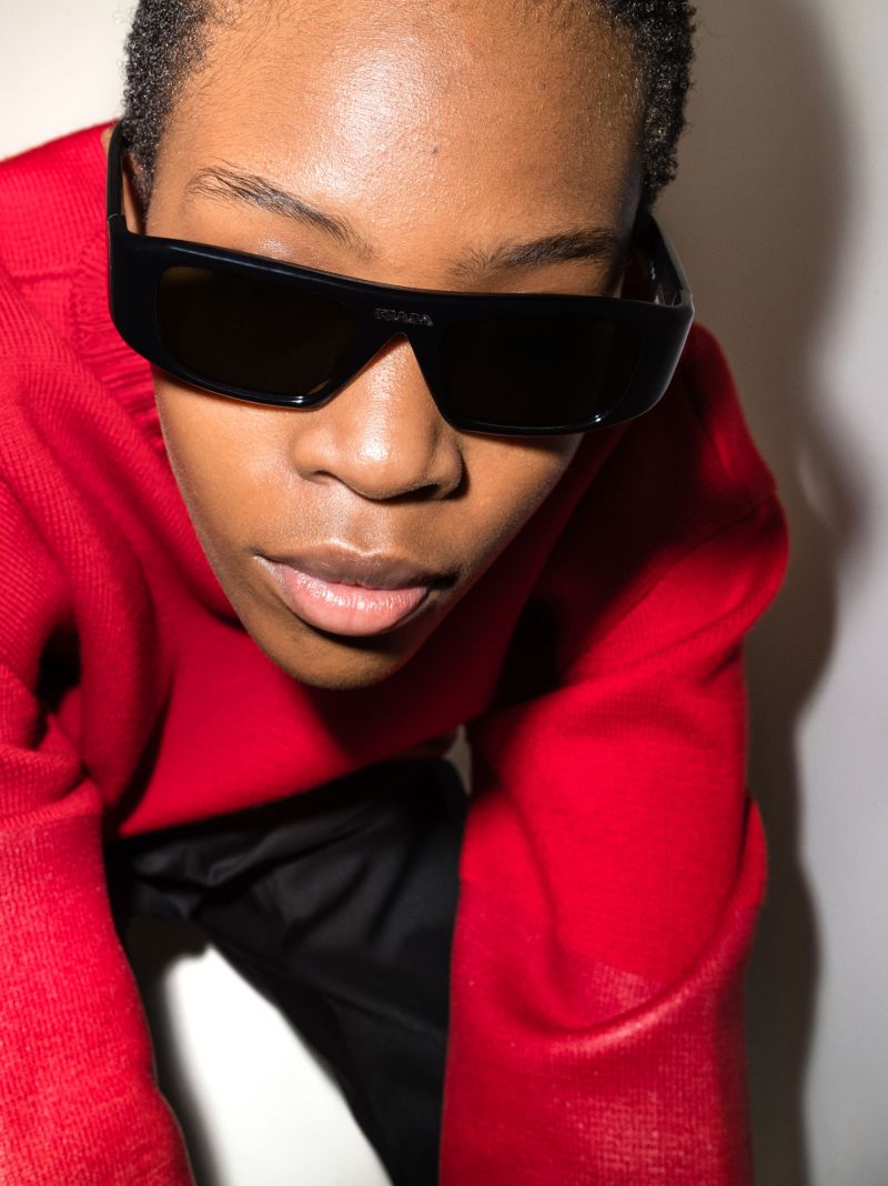 Black Logo Rectangular Sunglasses