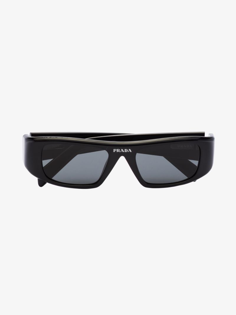Black Logo Rectangular Sunglasses