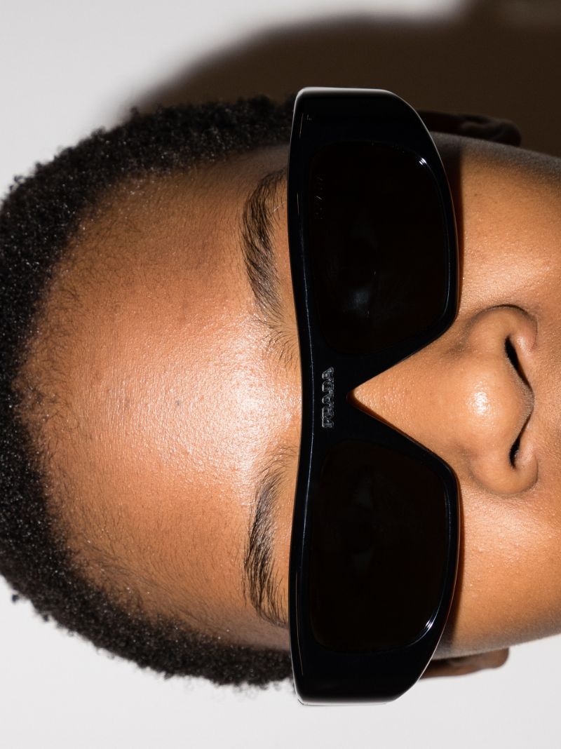 Black Logo Rectangular Sunglasses