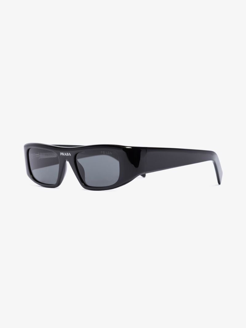 Black Logo Rectangular Sunglasses