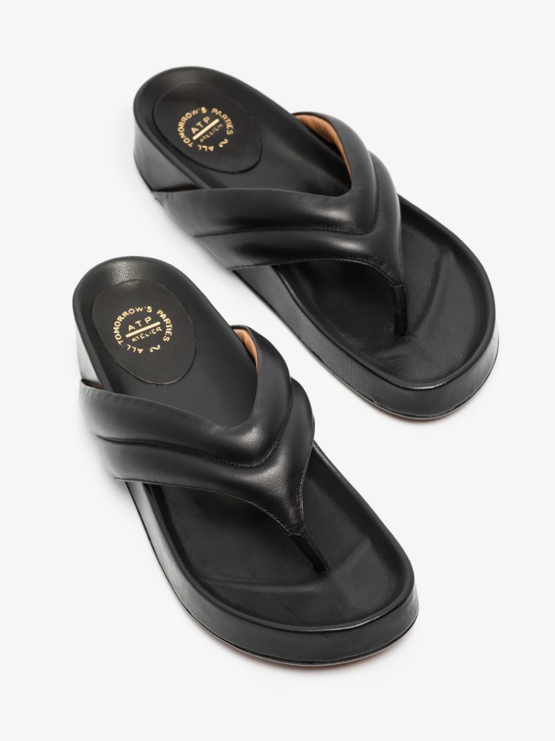 Black Bellano 20 Flatform Leather Sandals