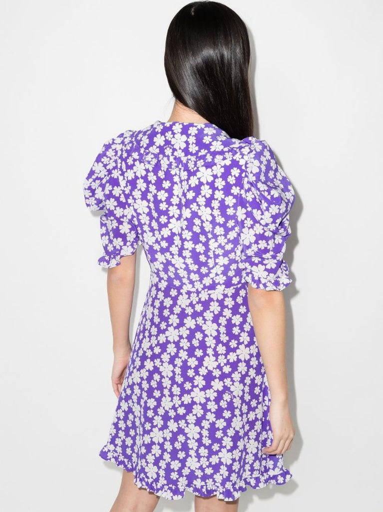 Floral Print Silk Mini Dress