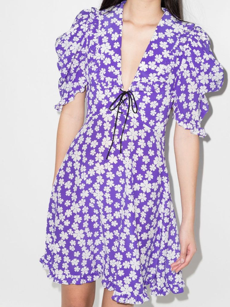Floral Print Silk Mini Dress