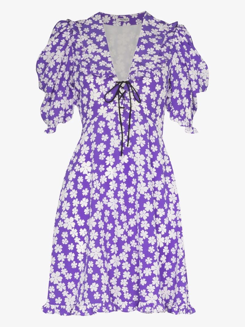 Floral Print Silk Mini Dress