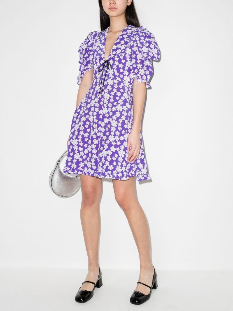 Floral Print Silk Mini Dress