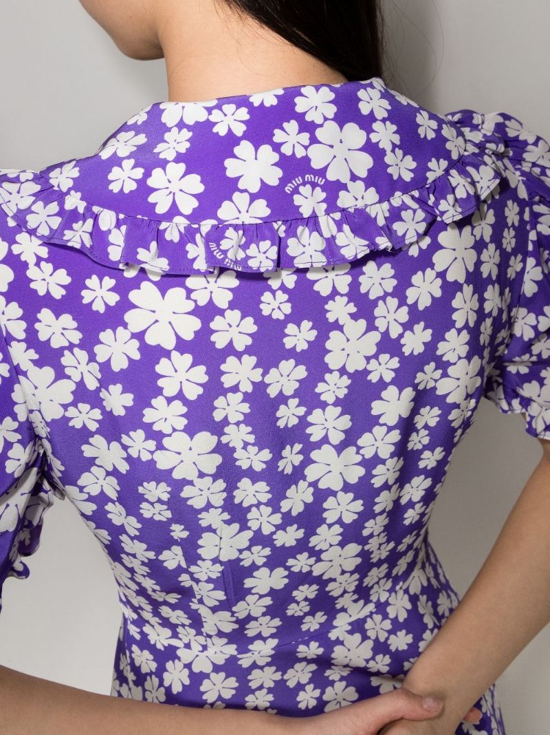 Floral Print Silk Mini Dress