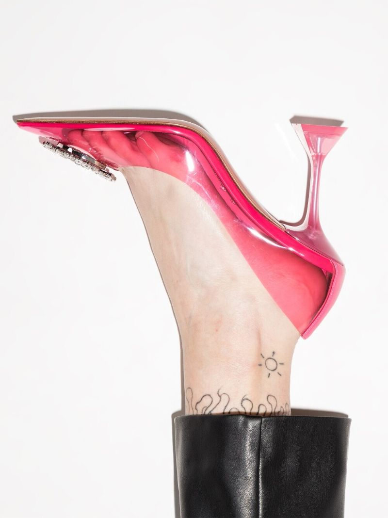 Pink Begum Glass 95 Crystal Pumps