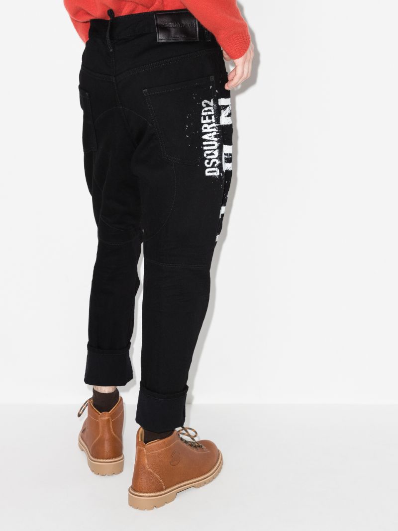 Spray Icon Logo Print Tapered Jeans