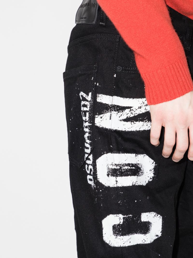 Spray Icon Logo Print Tapered Jeans