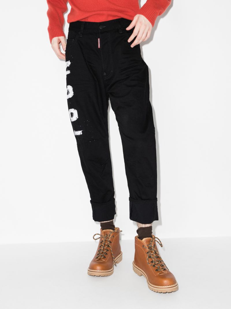 Spray Icon Logo Print Tapered Jeans