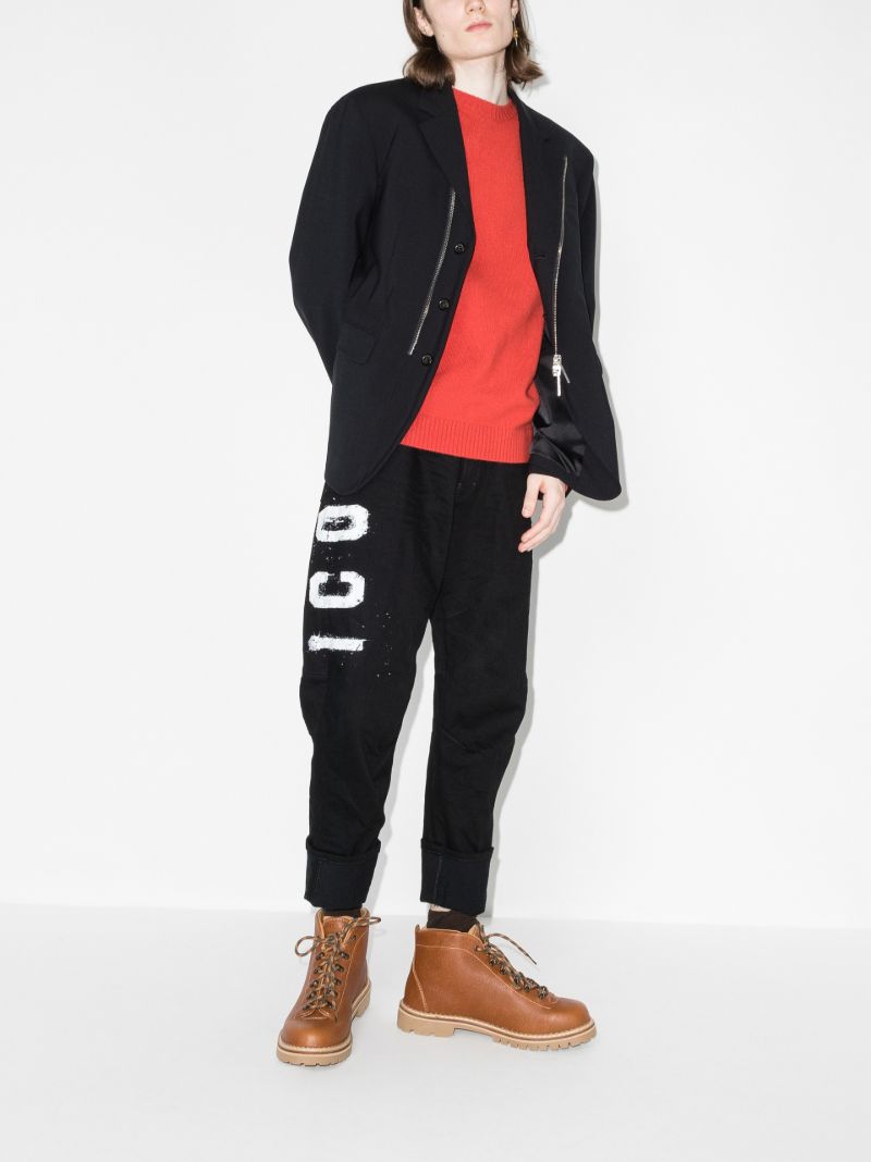 Spray Icon Logo Print Tapered Jeans