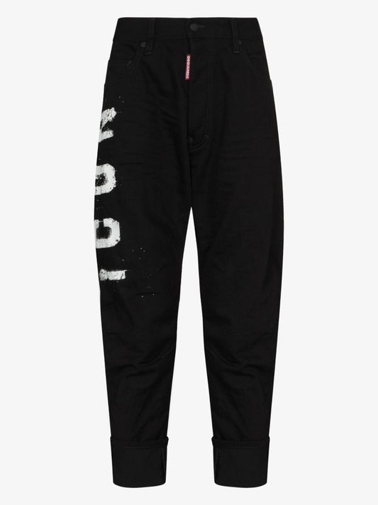 Spray Icon Logo Print Tapered Jeans