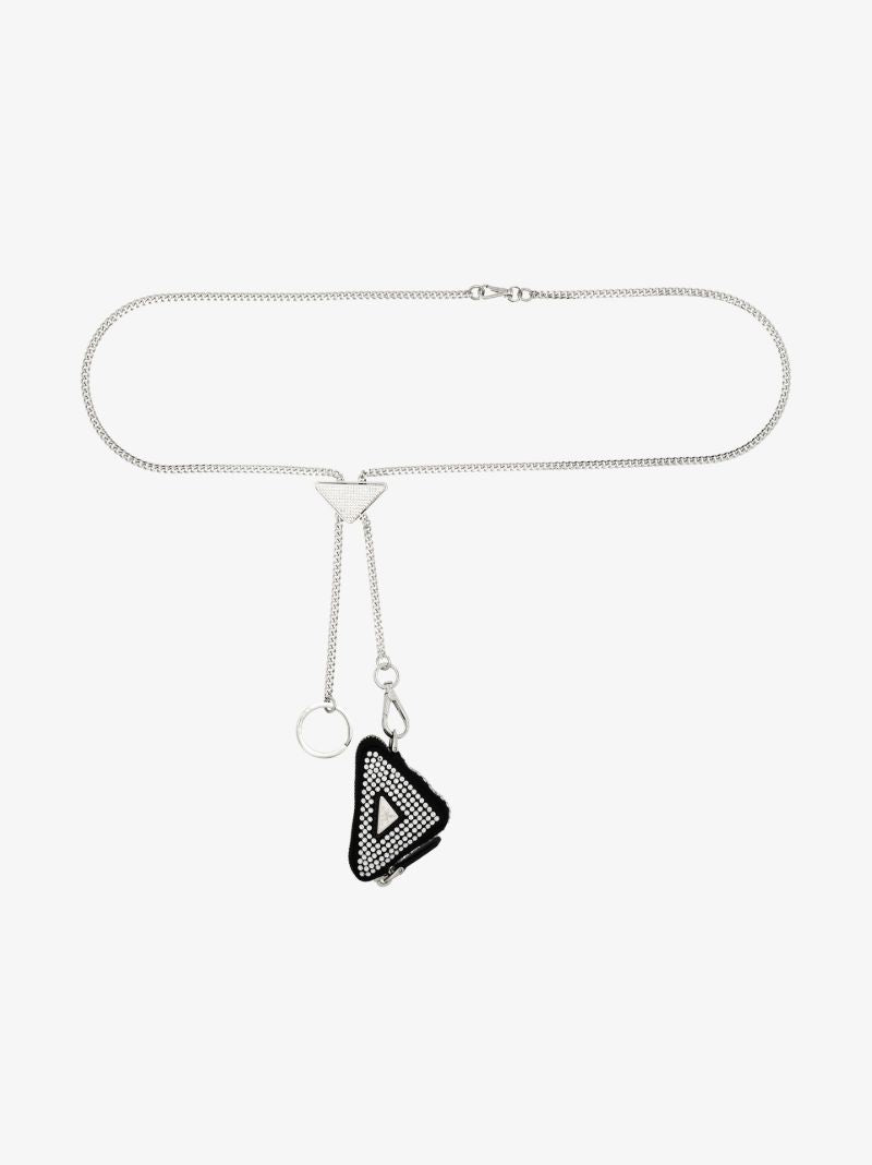 Silver Tone Crystal Pouch Chain Belt