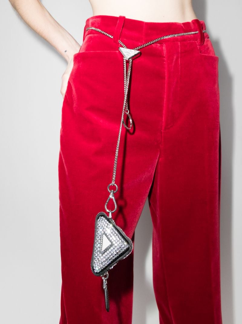 Silver Tone Crystal Pouch Chain Belt