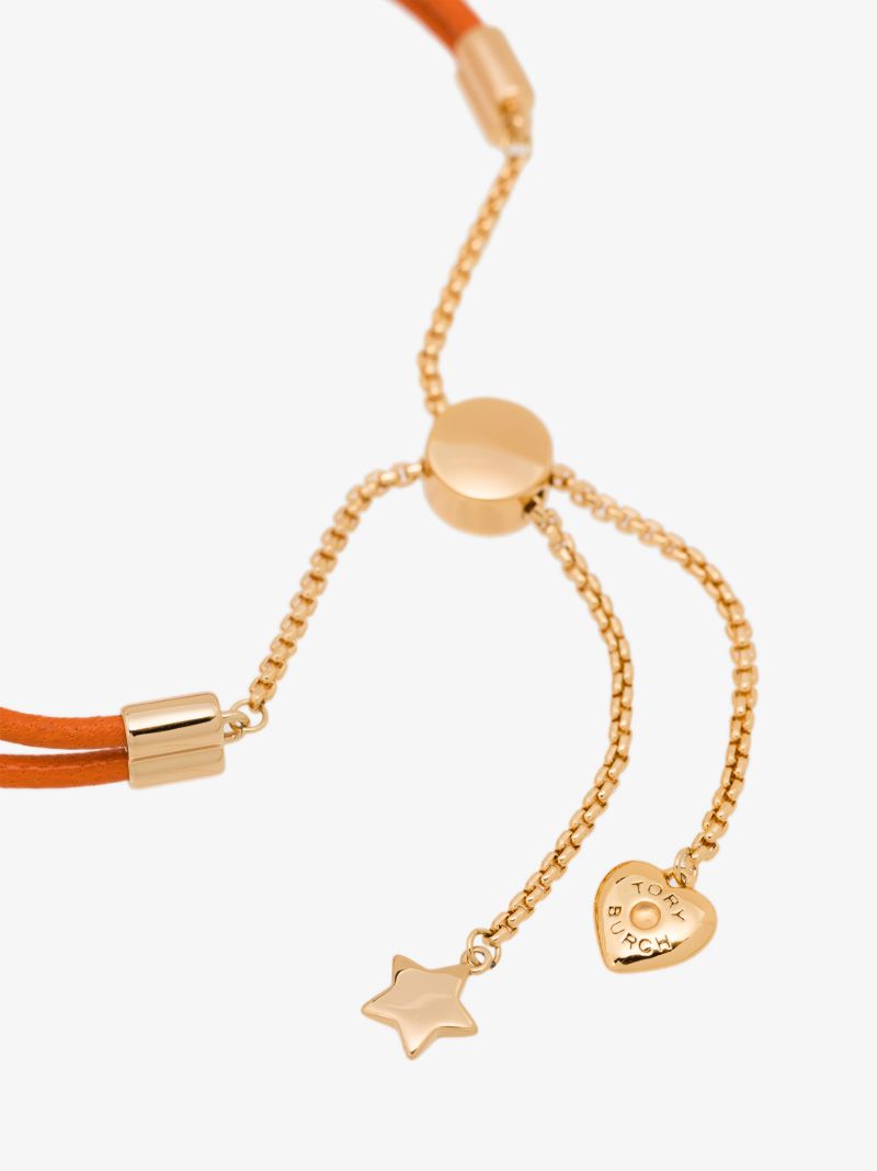 Orange Kira Leather Slider Bracelet