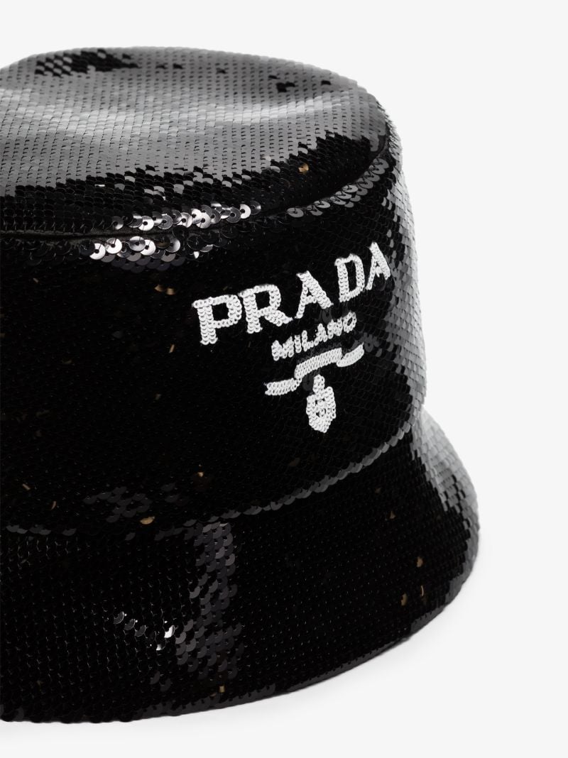Black Logo Sequinned Bucket Hat