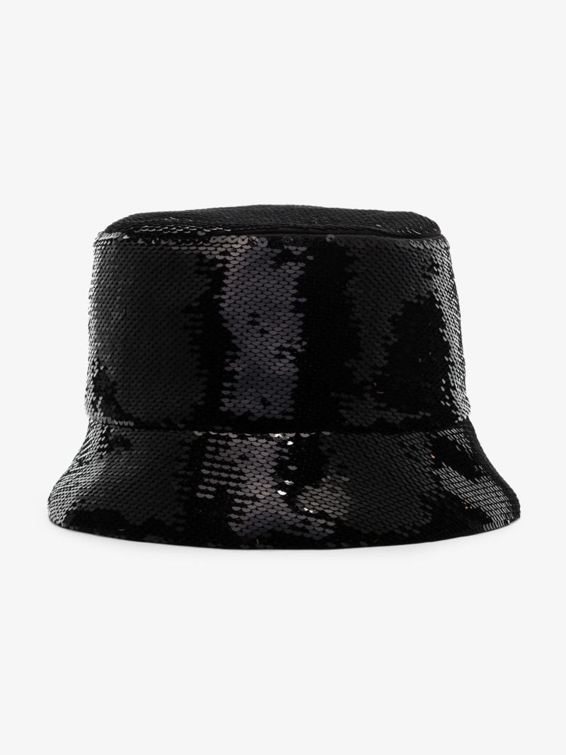 Black Logo Sequinned Bucket Hat