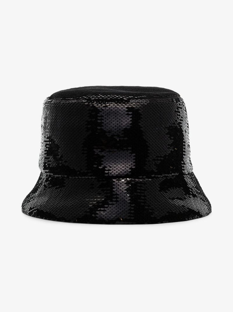 Black Logo Sequinned Bucket Hat