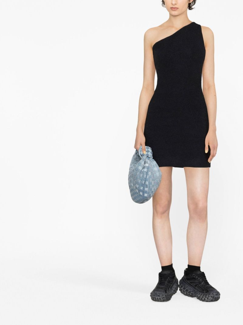 X Hailey Bieber Black One Shoulder Dress