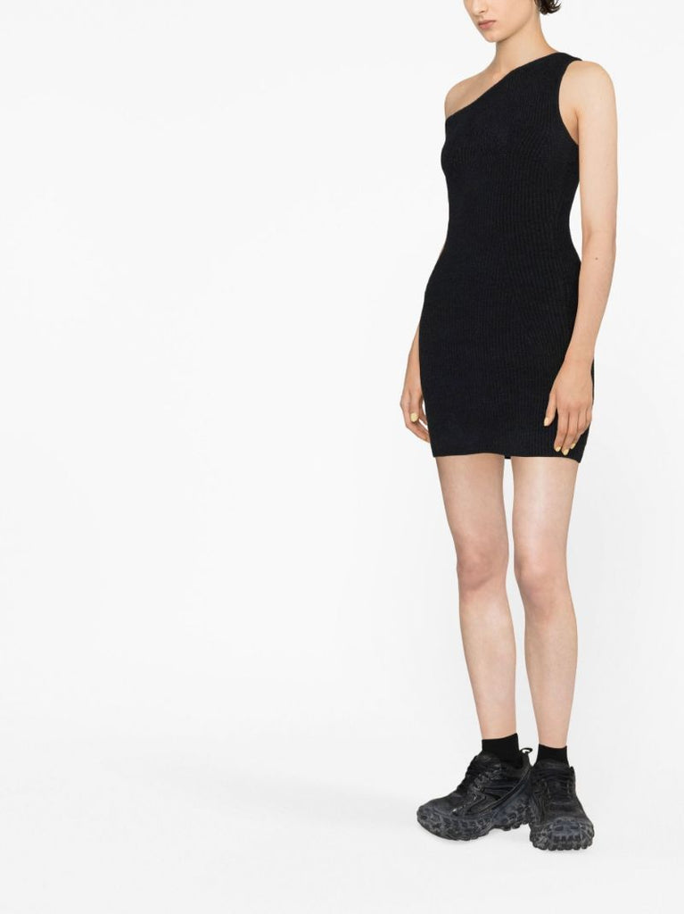X Hailey Bieber Black One Shoulder Dress