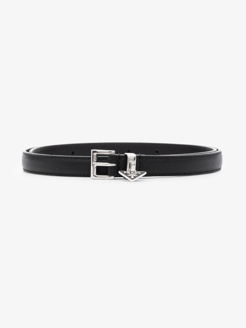 Black Triangle Logo Leather Belt